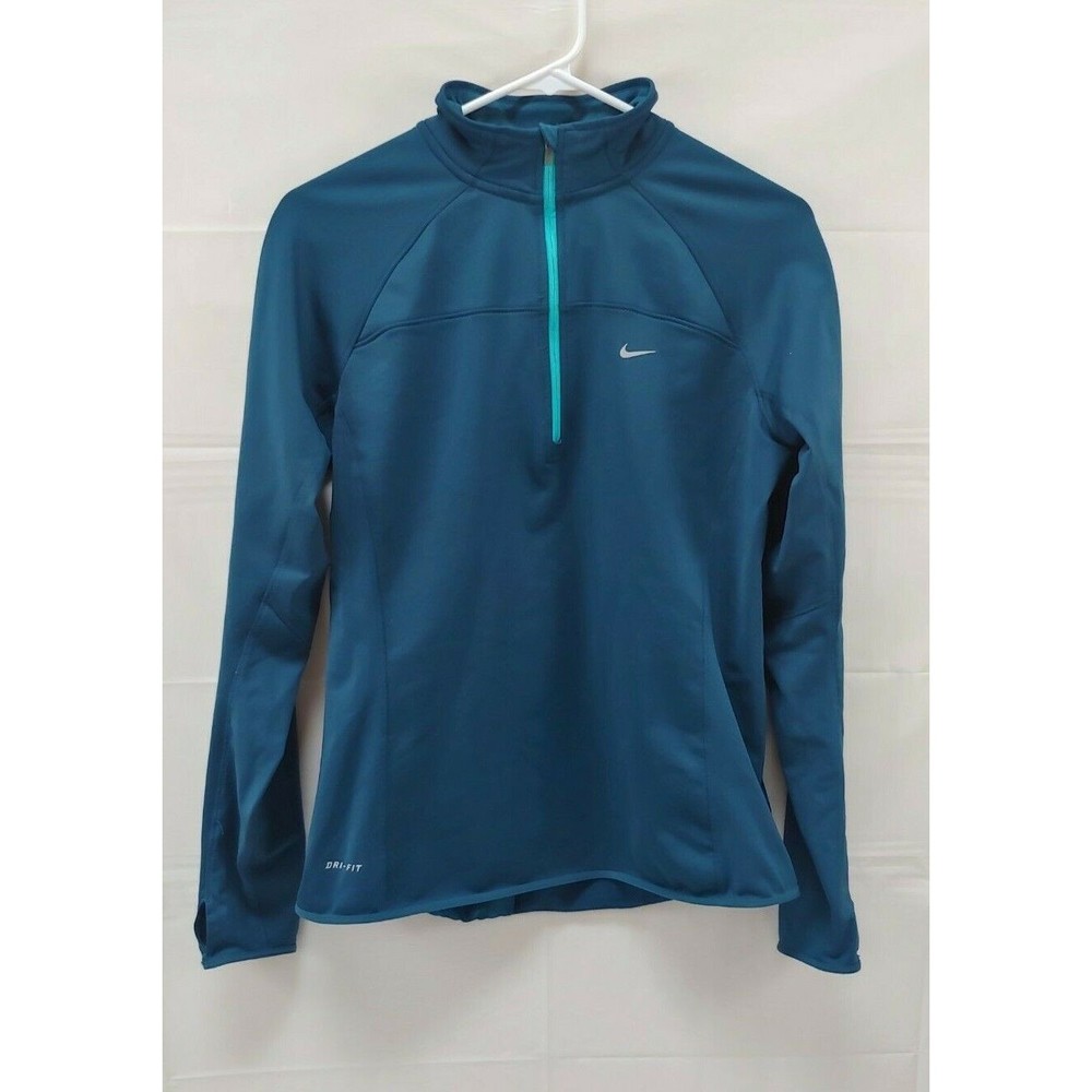 Nike Womens Jacket Medium Running Dry Fit Thumbholes 1/4 Pullover Long Sleeve